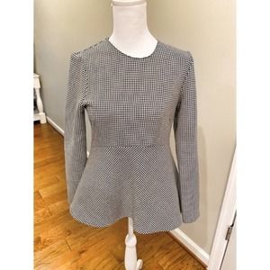 ZARA WOMEN’S HOUNDSTOOTH PEPLUM BLOUSE
